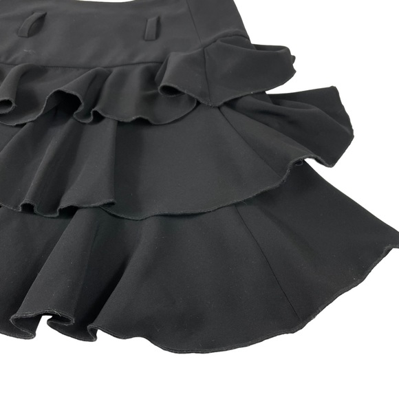 Express Design Studio Black Layered Ruffled MIDI Cocktail Skirt Spandex Blend 0 - Picture 4 of 12